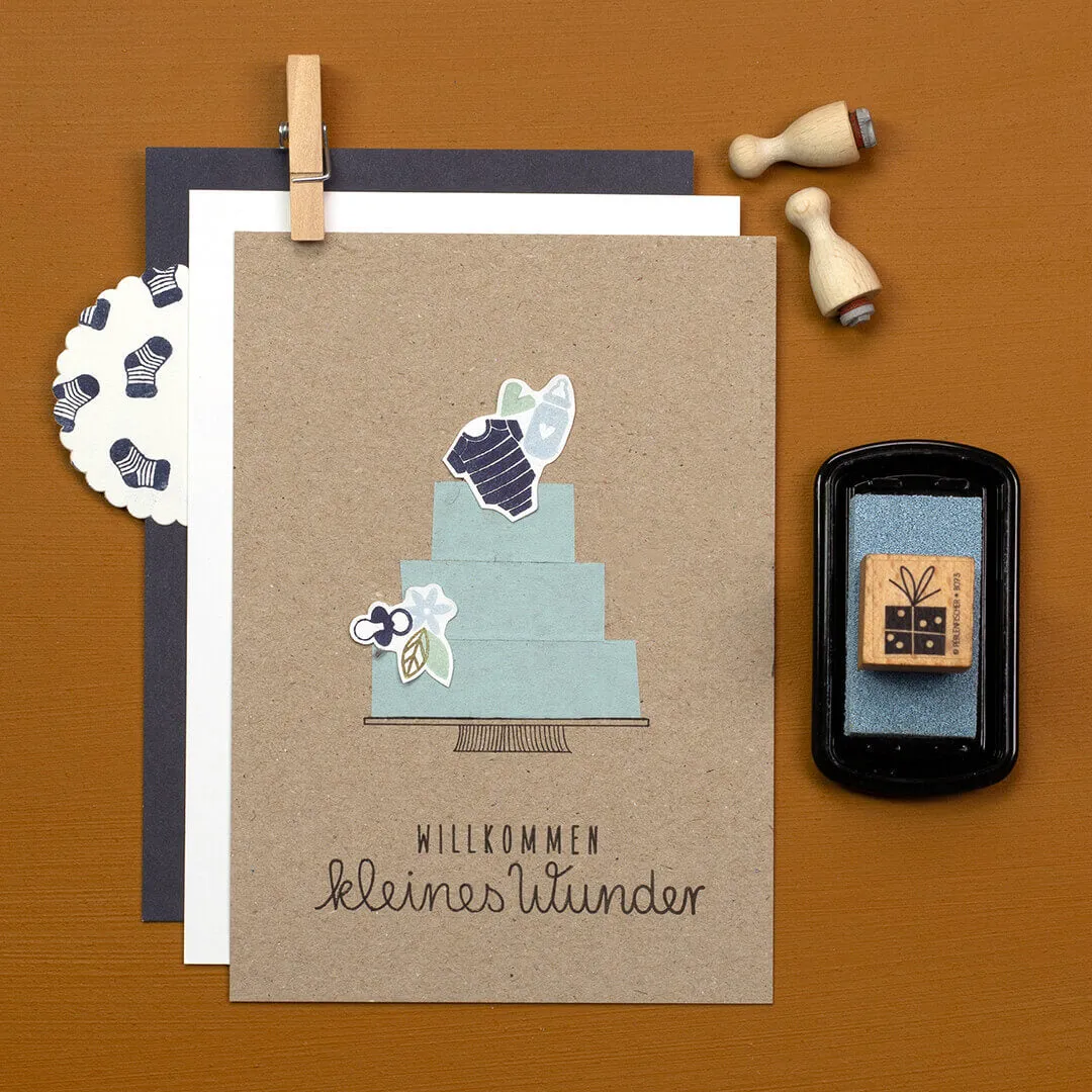 Perlenfischer Willkommen kleines Wunder Stempel Baby