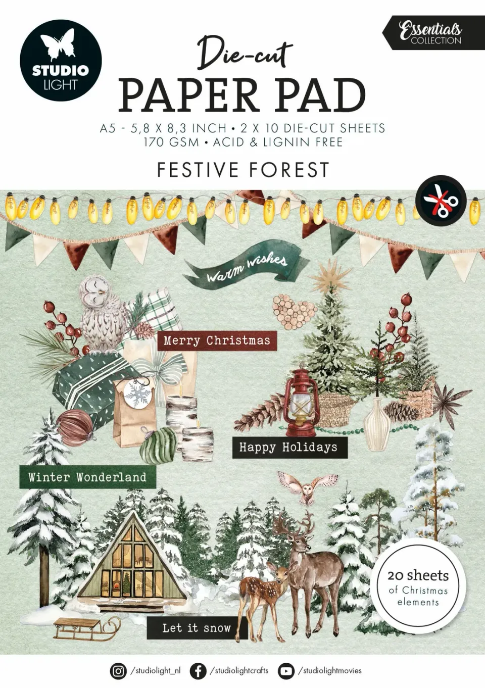 StudioLight Essentials Festive Forest Die-cut Papierblock A5