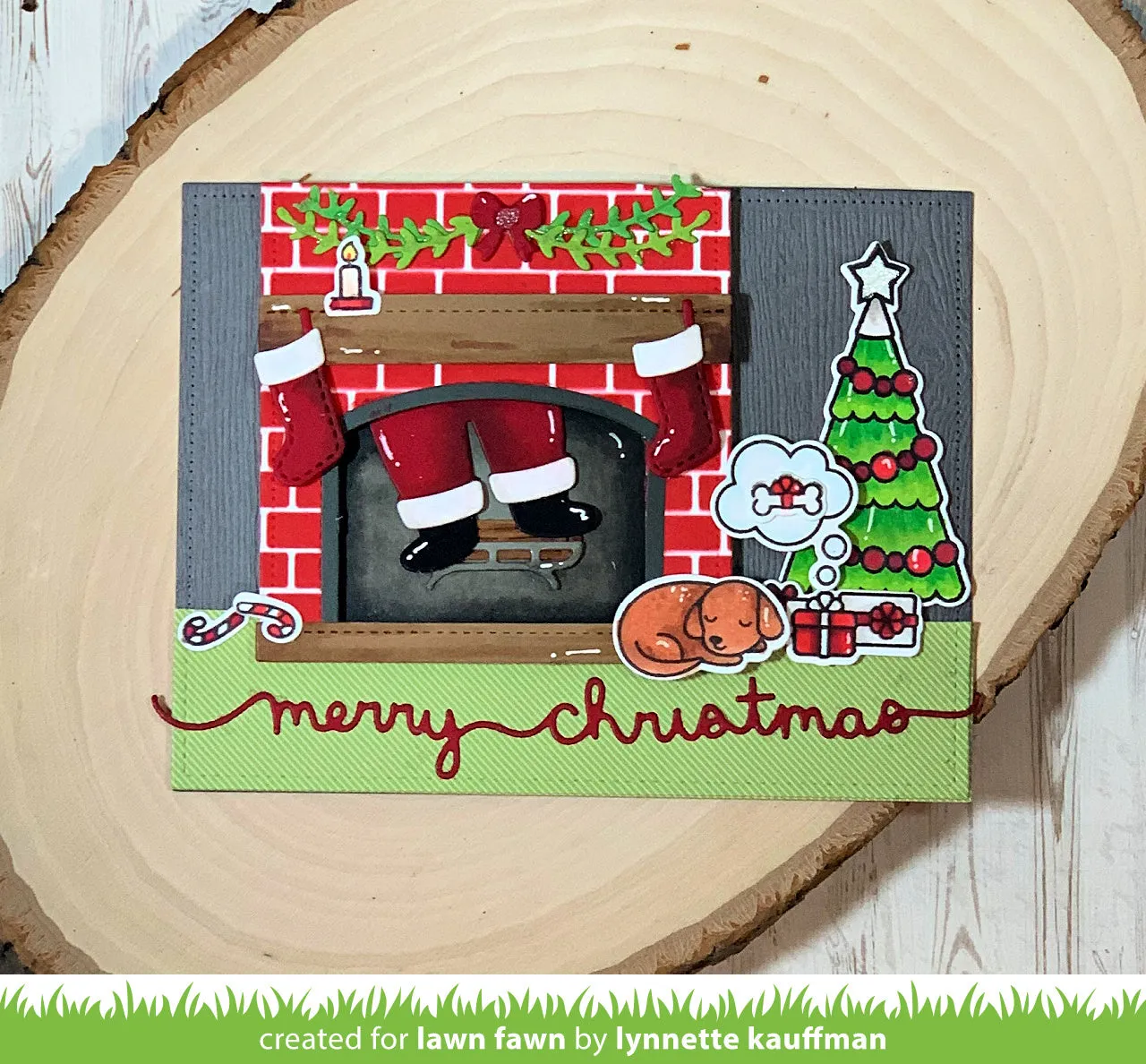 Lawn Fawn Shadow Box Card Fireplace Add-On Stanzen