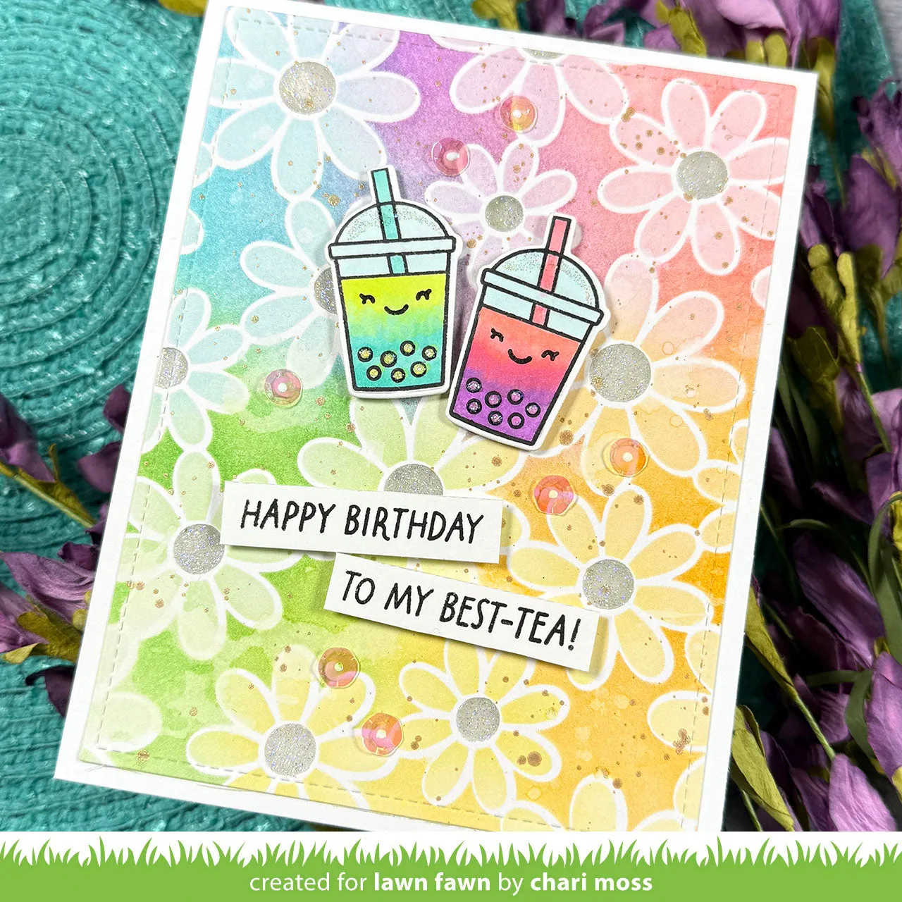 Lawn Fawn Daisy Bloom Background Stencils Schablonen 3-teilig