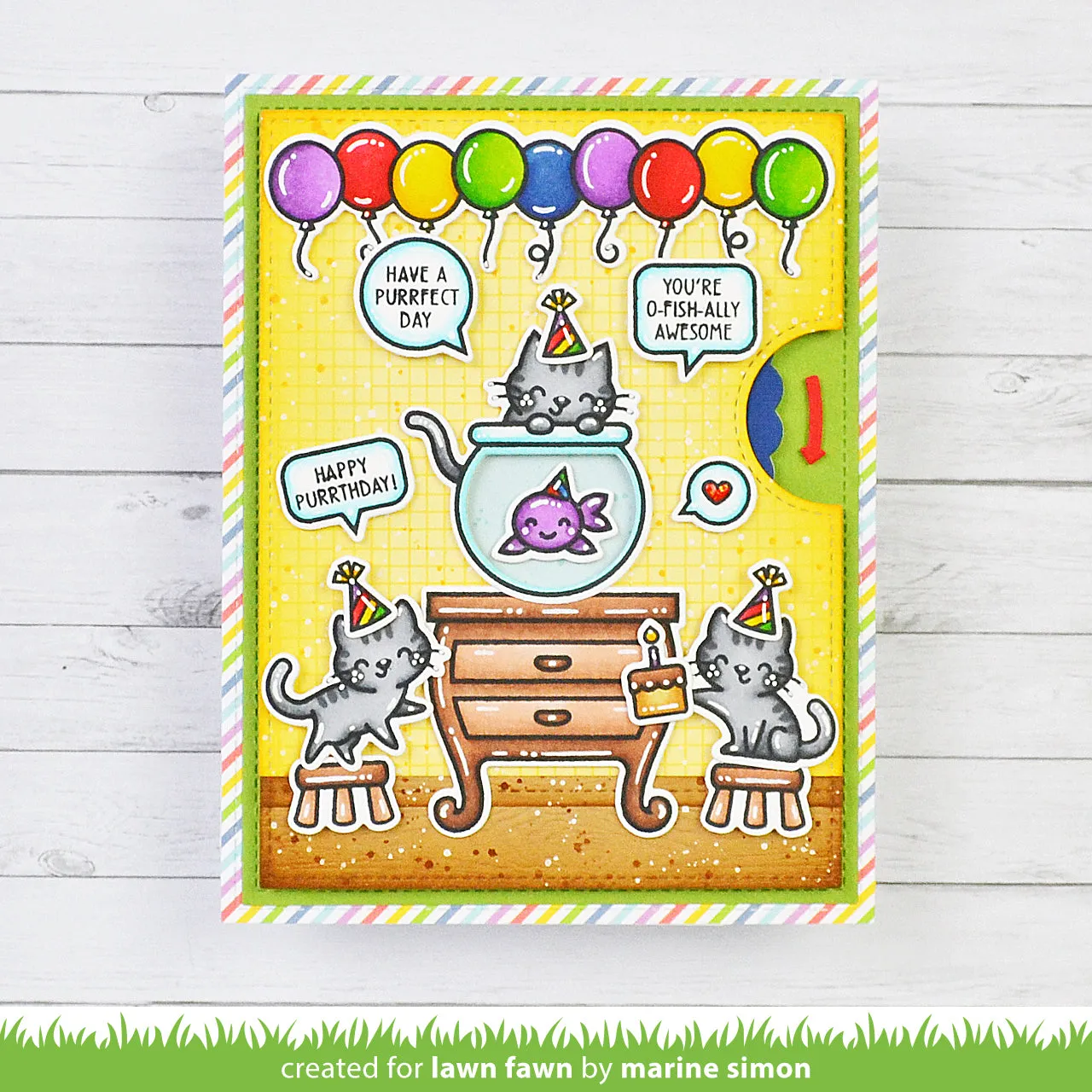 Lawn Fawn Keep On Swimming Add-On Clear Stamps Katze