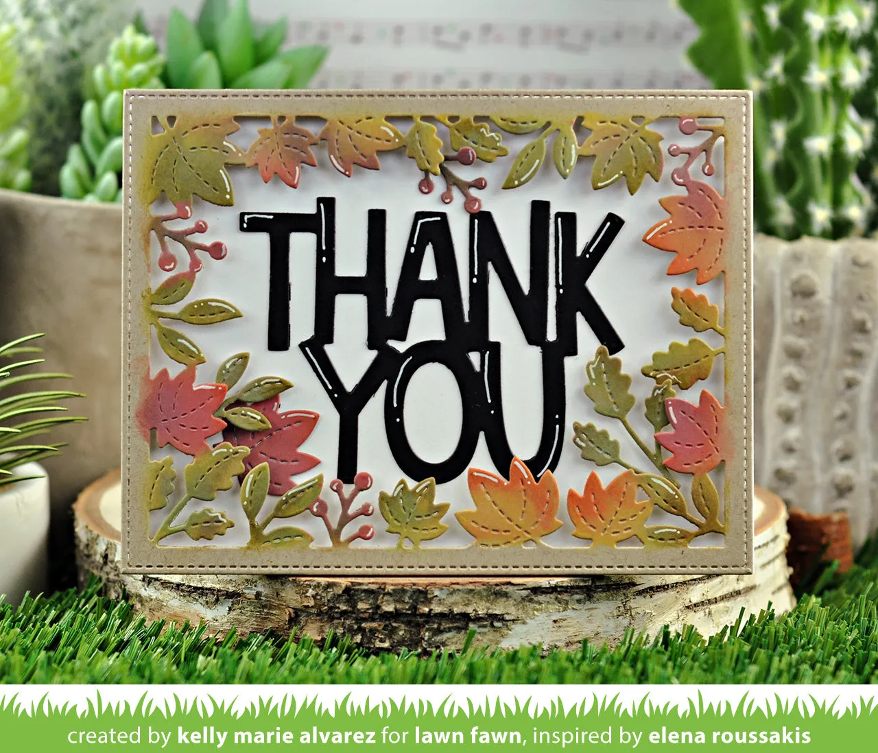 Lawn Fawn Fall Leaves Backdrop Stanzschablone Herbst