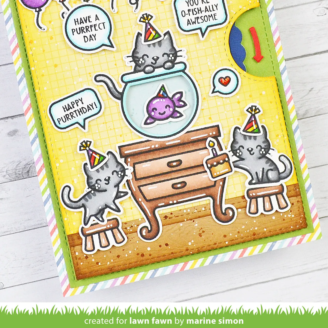 Lawn Fawn Keep On Swimming Add-On Clear Stamps Katze