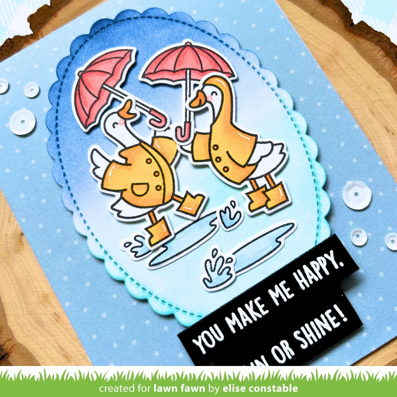 Lawn Fawn Silly Goose Rain or Shine Stempelset Gänse
