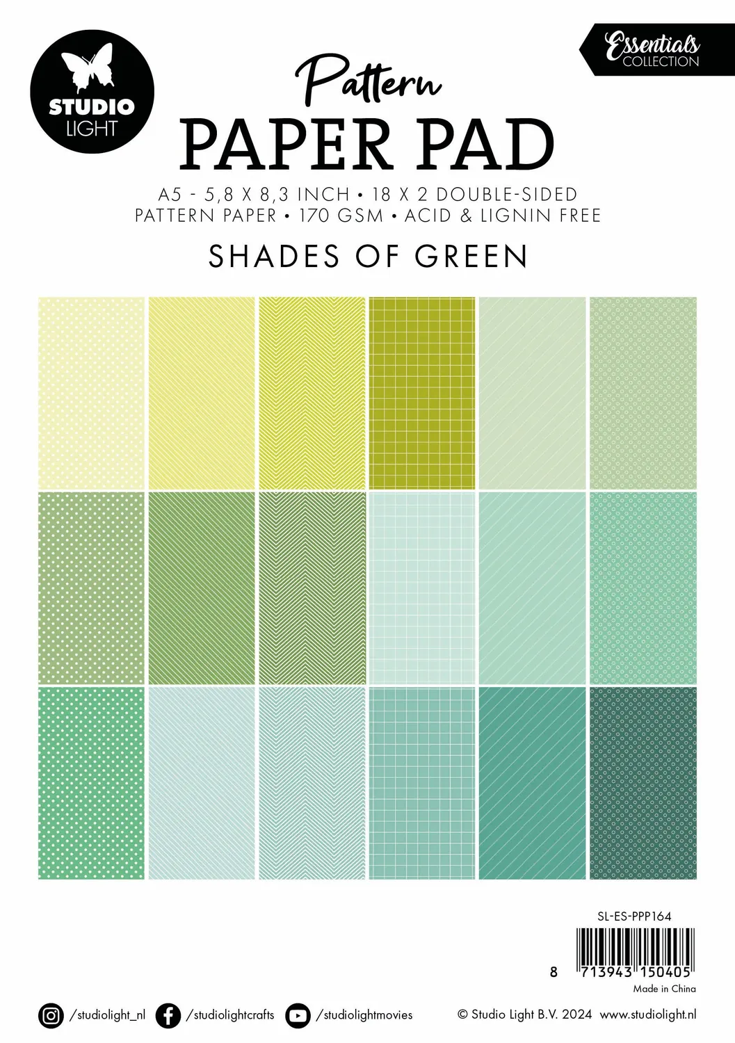 Studio Light Essentials Shades of Green Paper Pad A5 36 Blatt