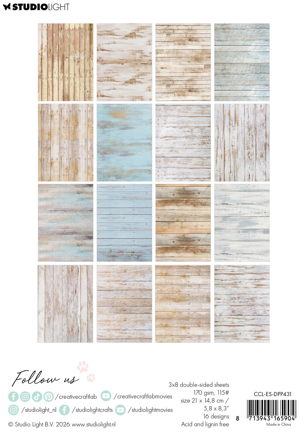 Creative Craftlab Essentials Designblock Shabby Wood 24 Bogen