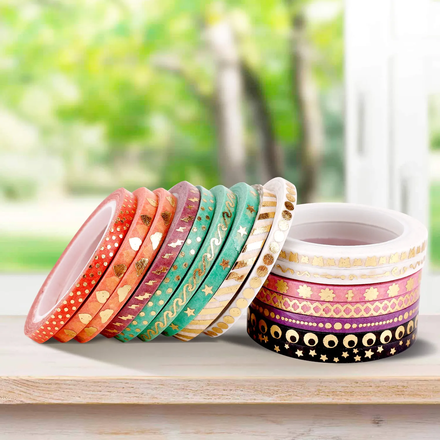 Ieebee Gold Foil Washi Tape 48 Rollen 3mm gold