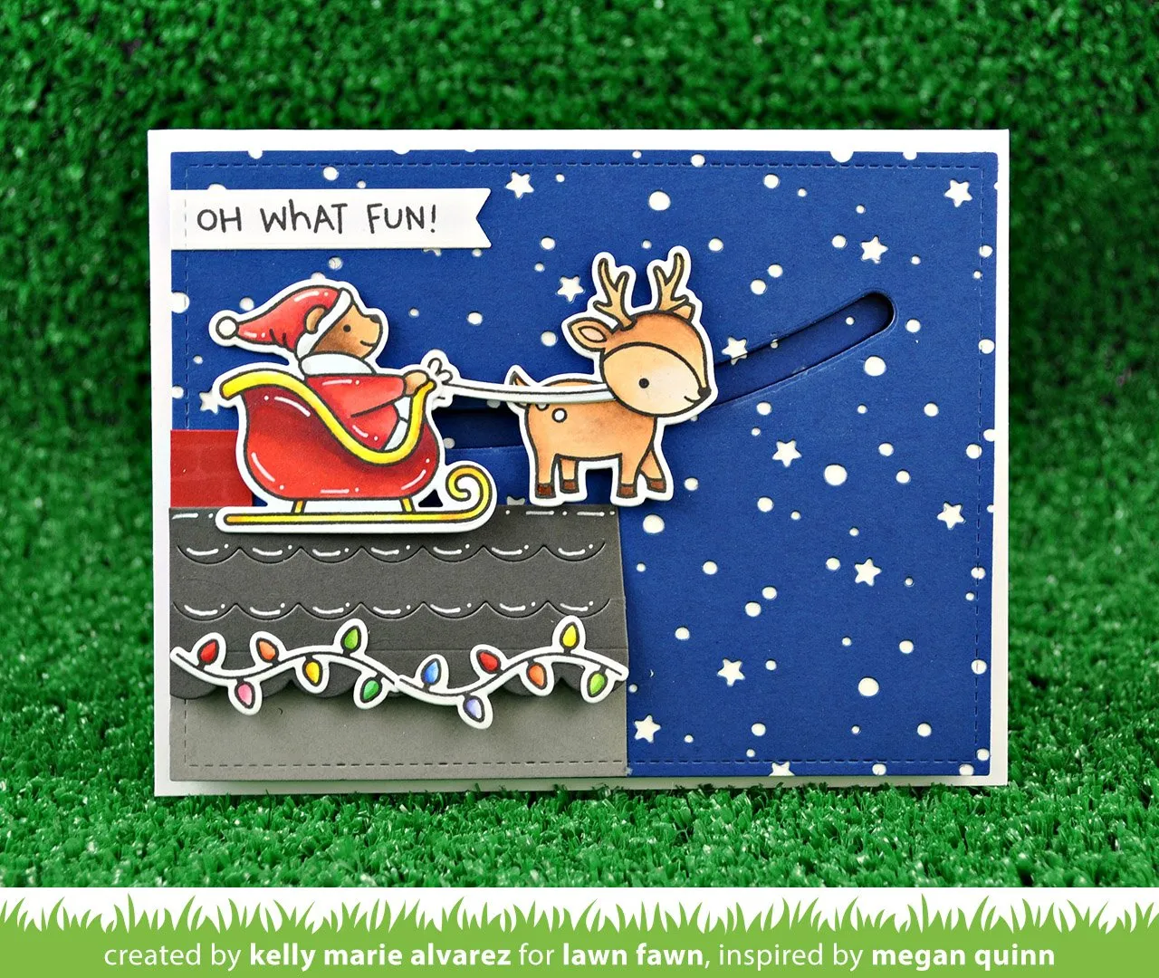 Lawn Fawn Oh What Fun Stempel Bär im Schlitten Mini