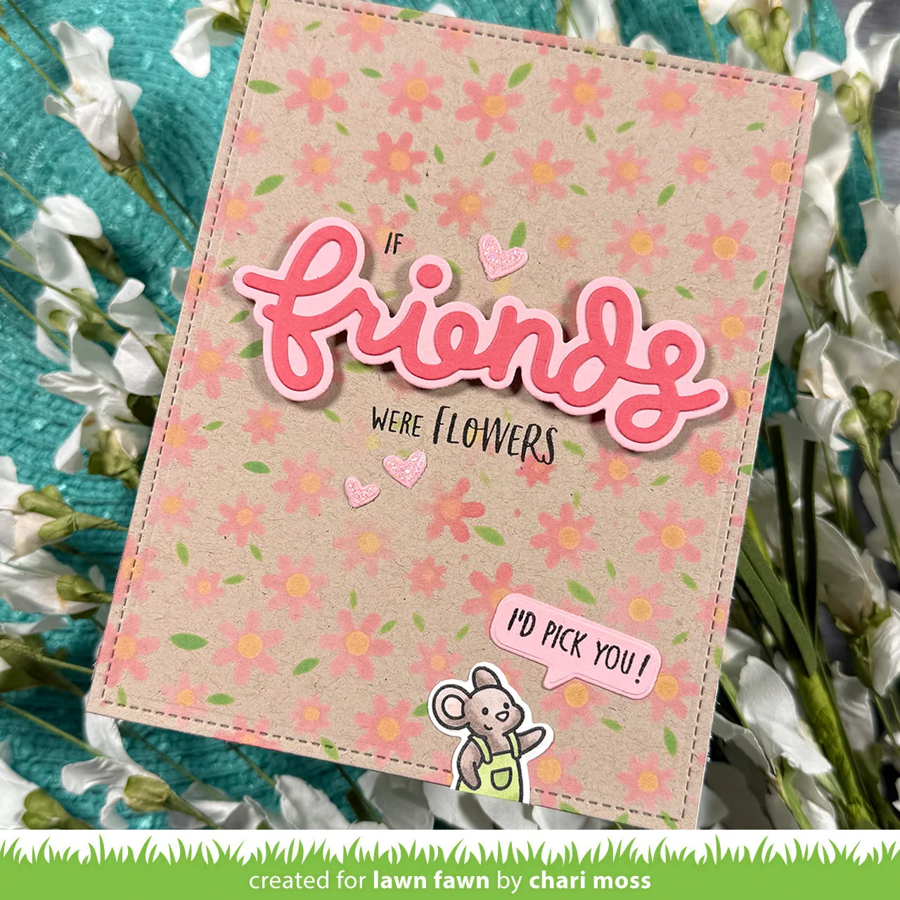 Lawn Fawn Mice Flowers LF4076 Clear Stamps Mäuse