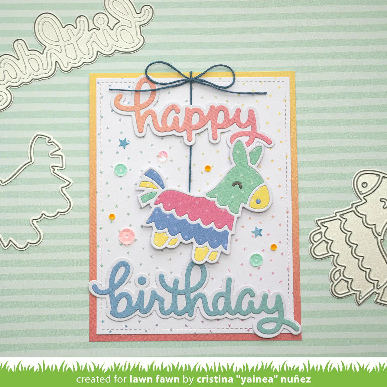 Lawn Fawn Scripty Happy Outline Add-On Stanze Kontur
