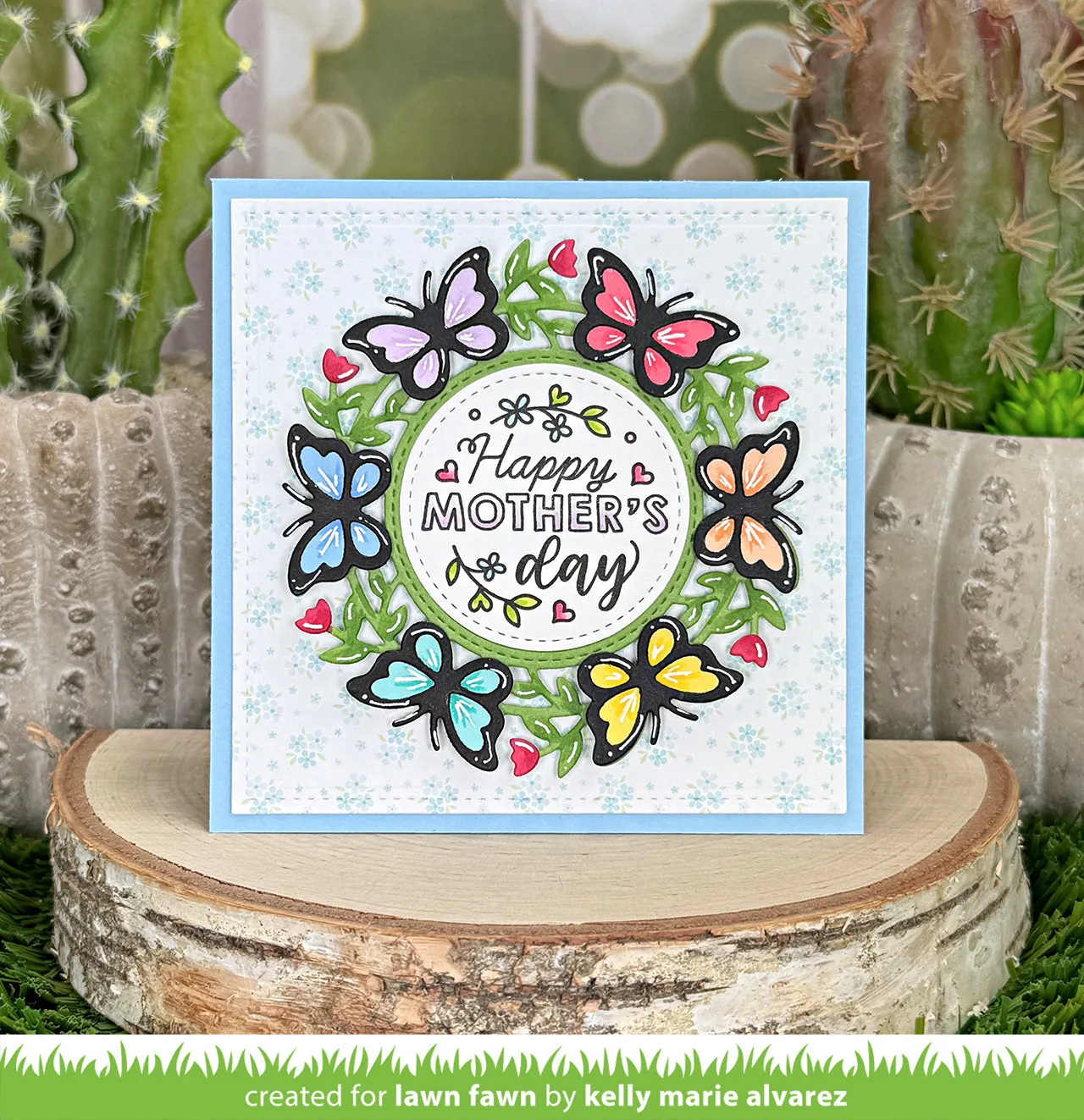 Lawn Fawn Magic Iris Butterfly Wreath LF4046 Stanze