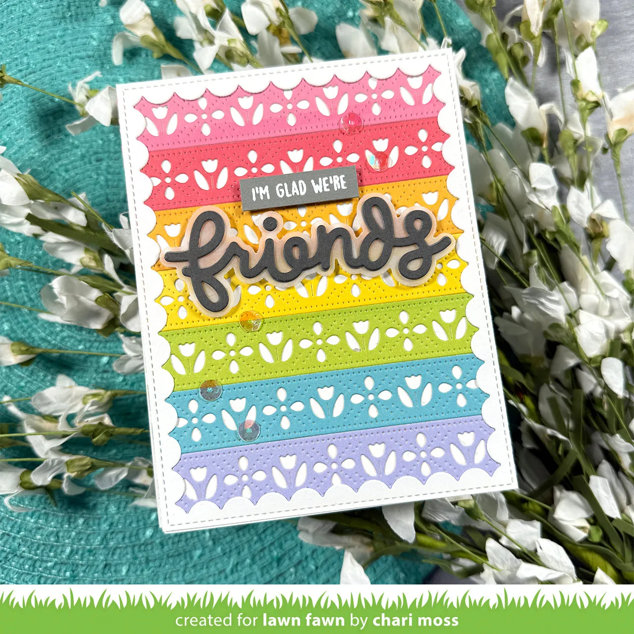 Lawn Fawn Folksy Tulip Border Stanzschablone