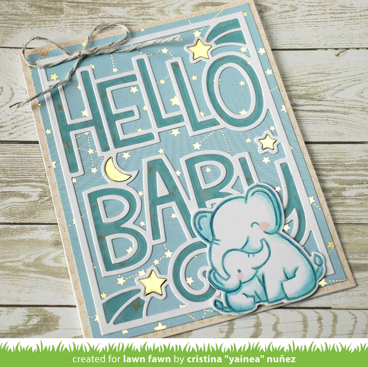 Lawn Fawn Giant Outlined Hello Baby Stanzschablone groß