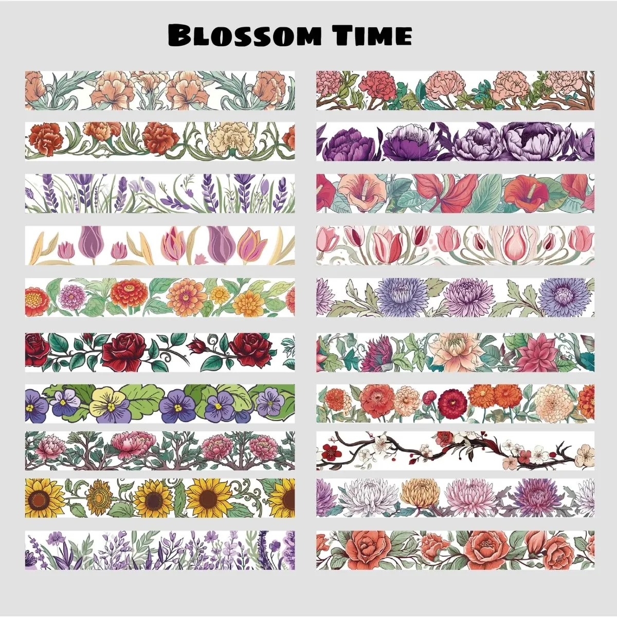 Ieebee Modern Floral Washi Tape Set 34 Rollen