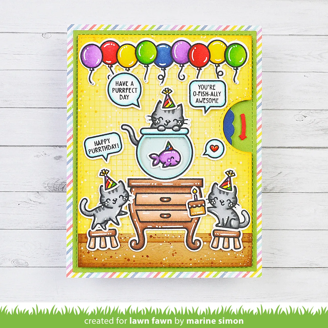 Lawn Fawn Keep On Swimming Add-On Clear Stamps Katze