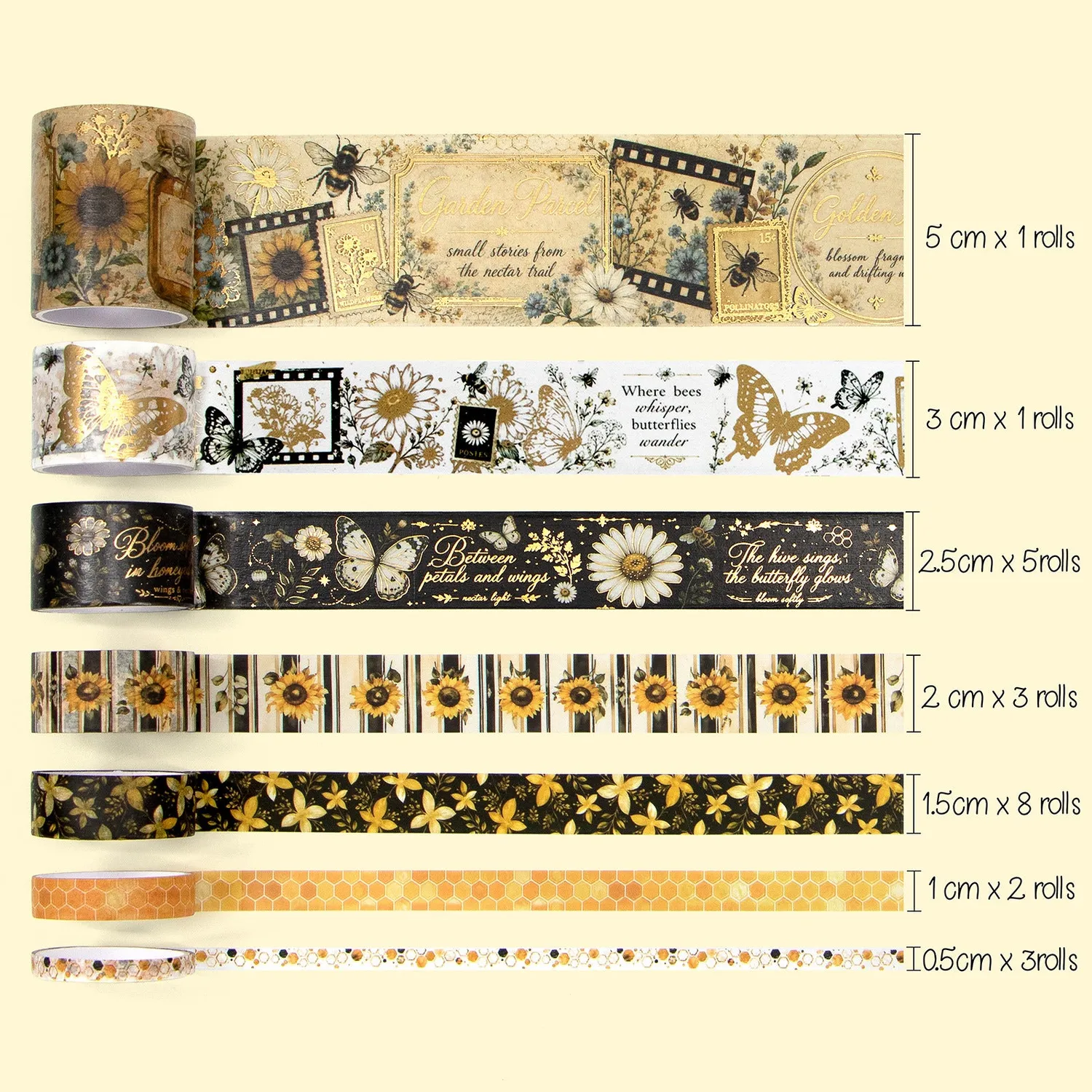 Ieebee Bee Washi Tape Set Goldfolie Blumen 30 Rollen