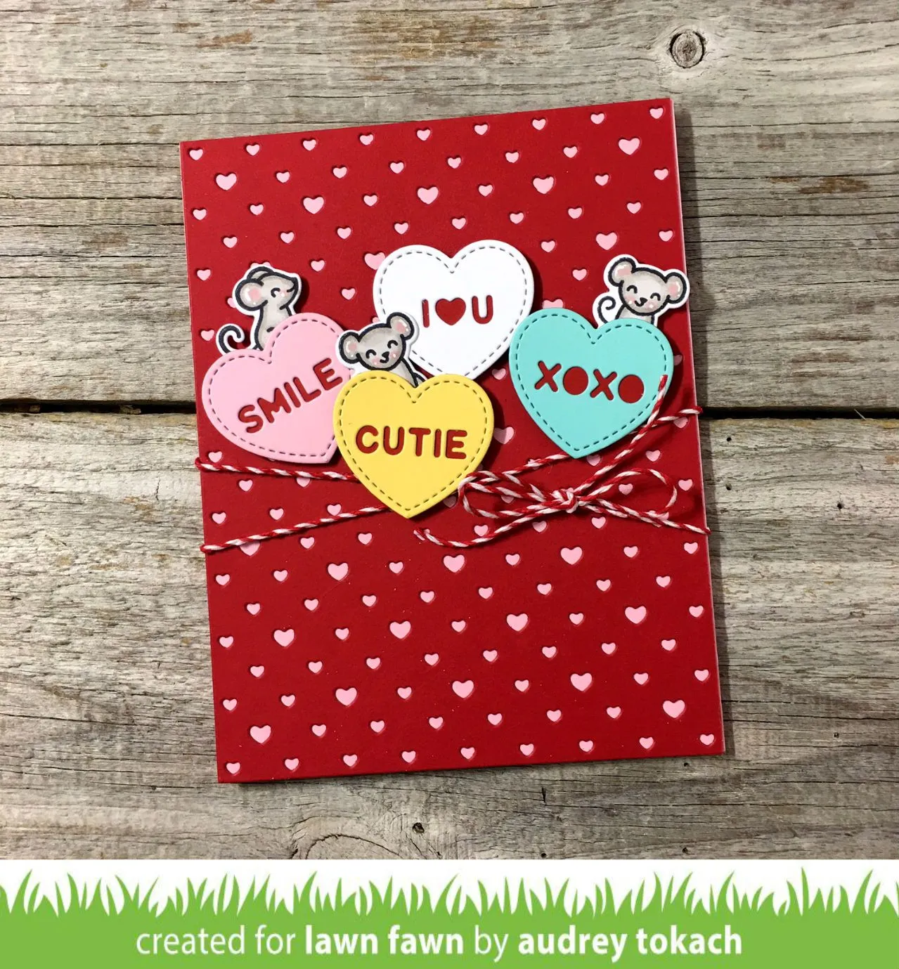 Lawn Fawn Candy Hearts Stanzschablonen Herz genäht