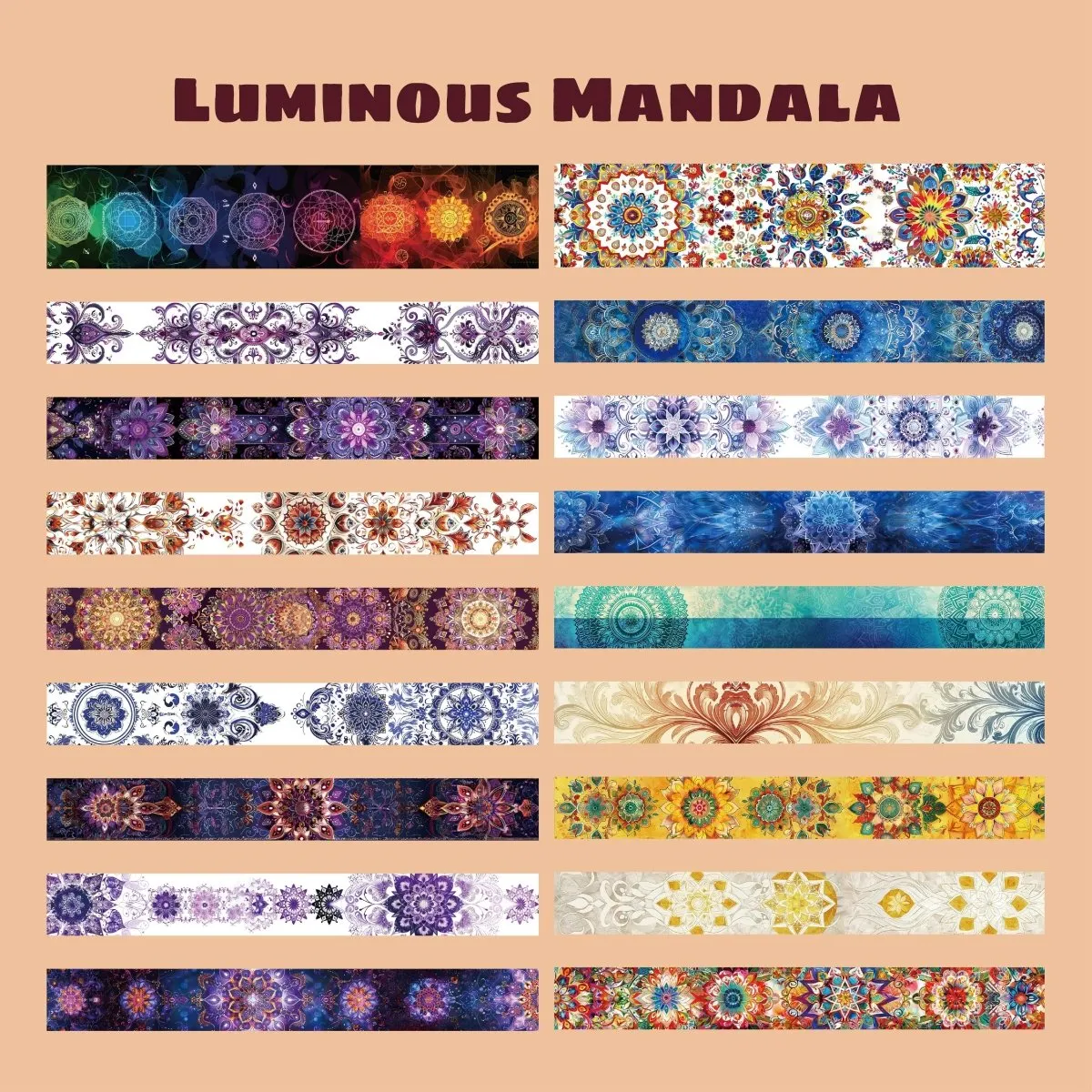 Ieebee Mandala Washi Tape Set 36 Rollen symmetrisch