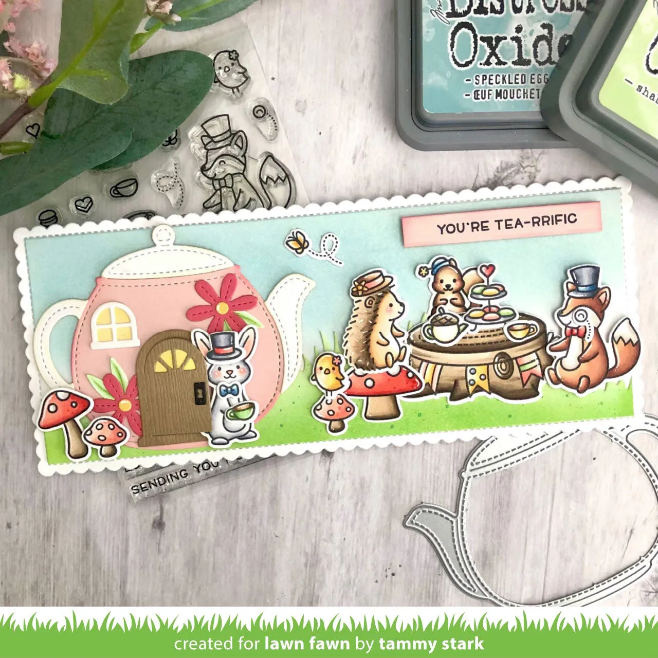 Lawn Fawn Lawn Cuts LF2877 Stanzschablone Teekanne Genäht
