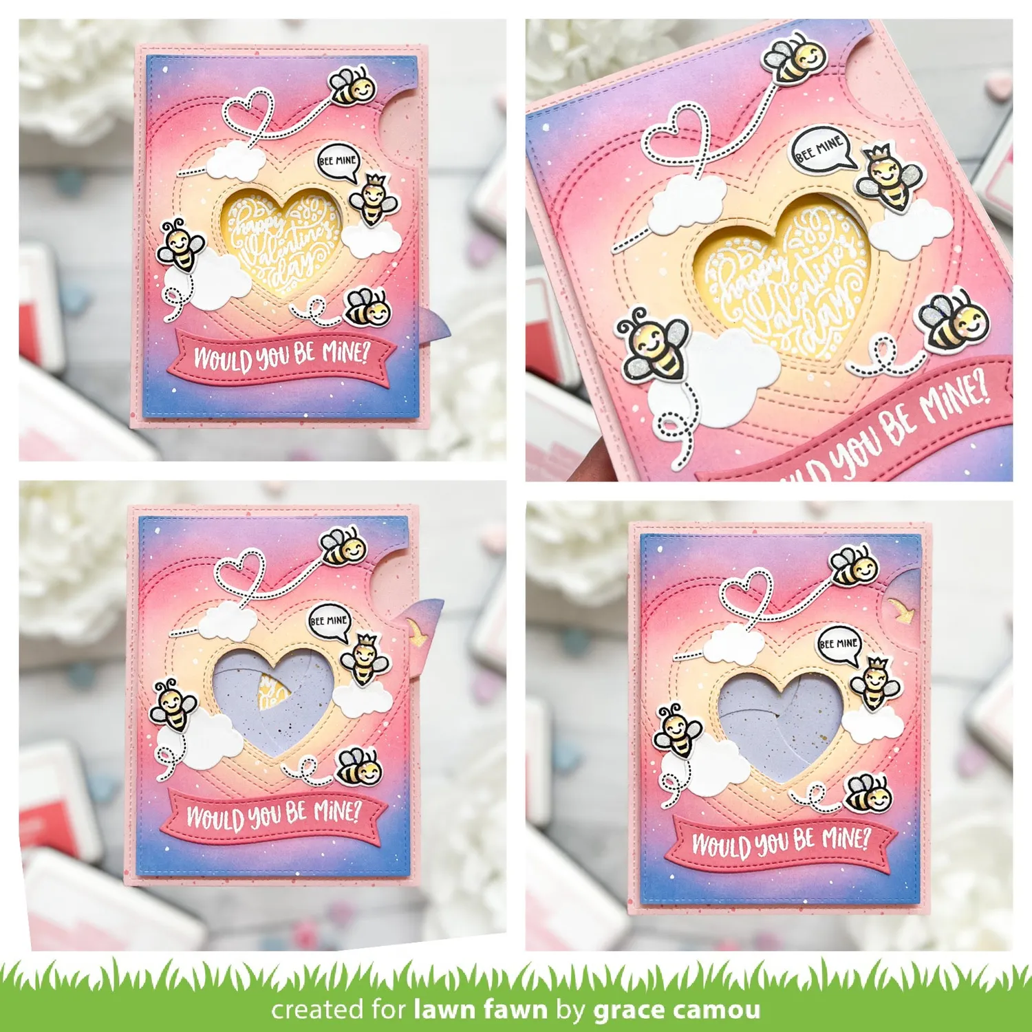 Lawn Fawn Magic Iris Heart Add-On Stanzschablone 2-tlg interaktiv