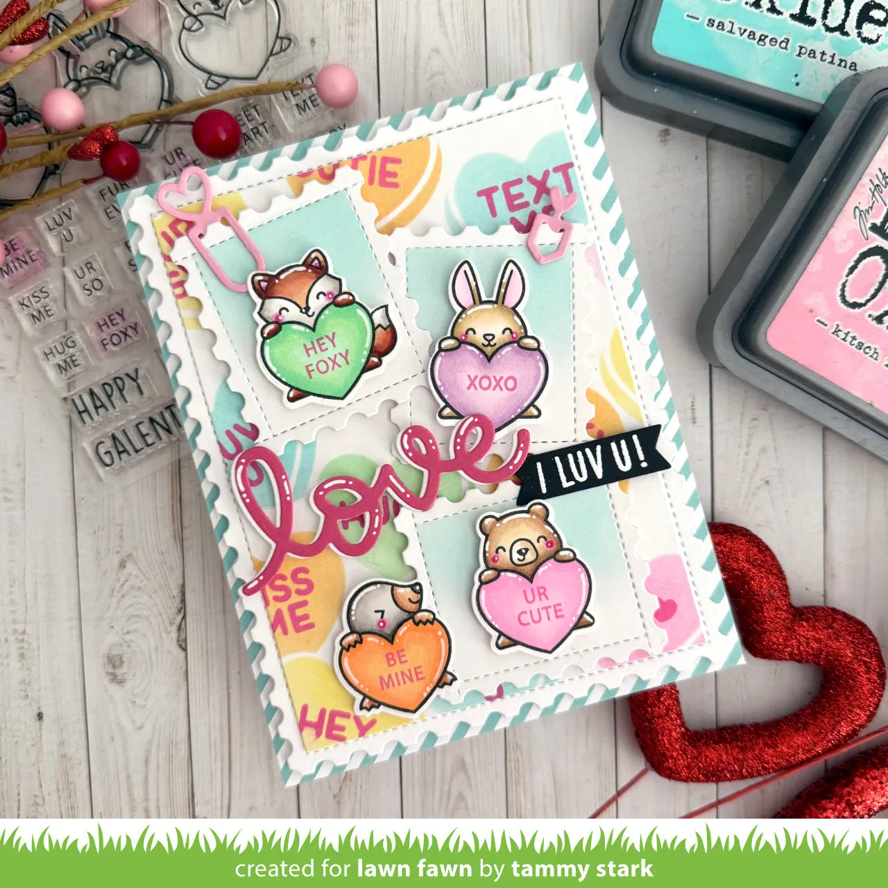 Lawn Fawn Candy Hearts Stencils Schablonen-Set 5tlg