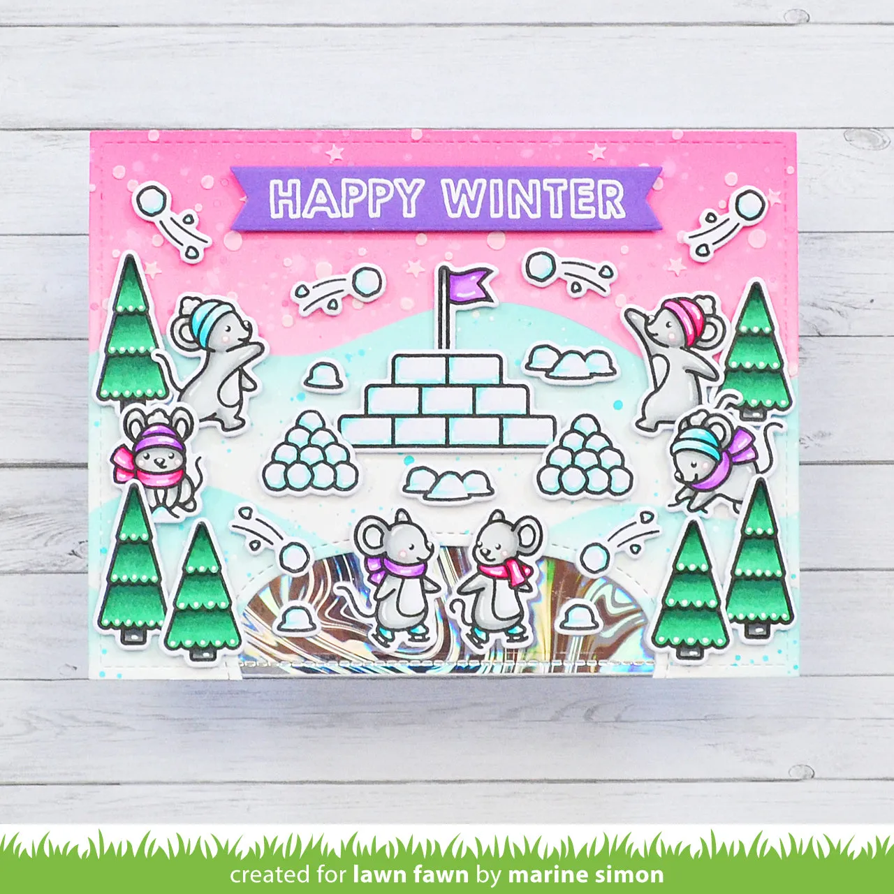Lawn Fawn Snow Flurries Hintergrund-Schablone 6x6