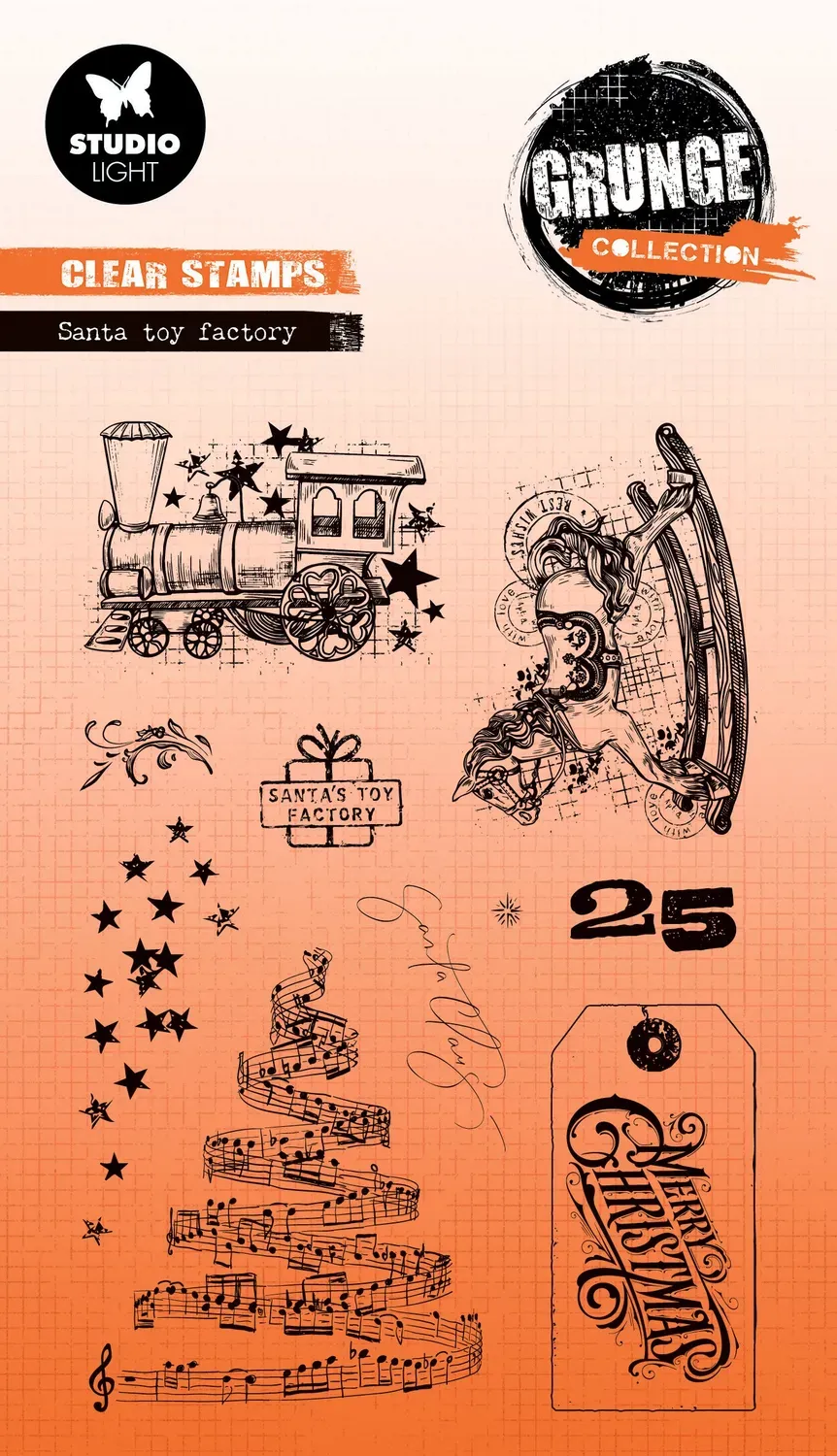 Studio Light Grunge Santa toy factory Clear Stamp Weihnachten