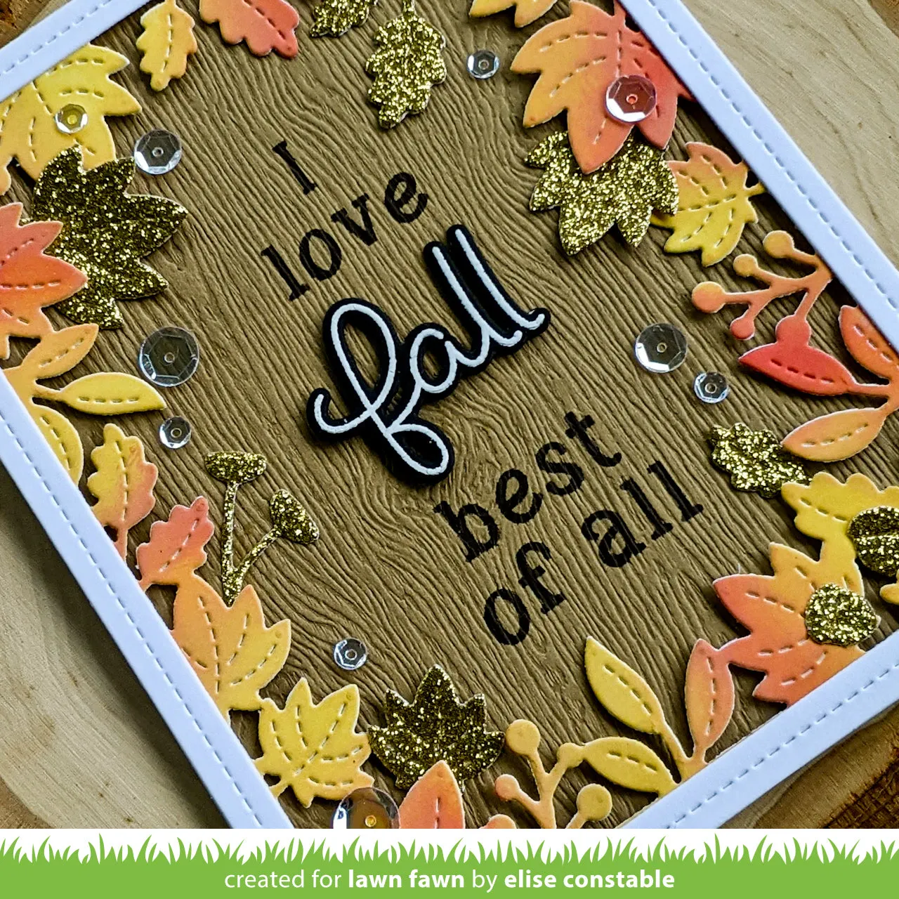Lawn Fawn Fall Leaves Backdrop Stanzschablone Herbst
