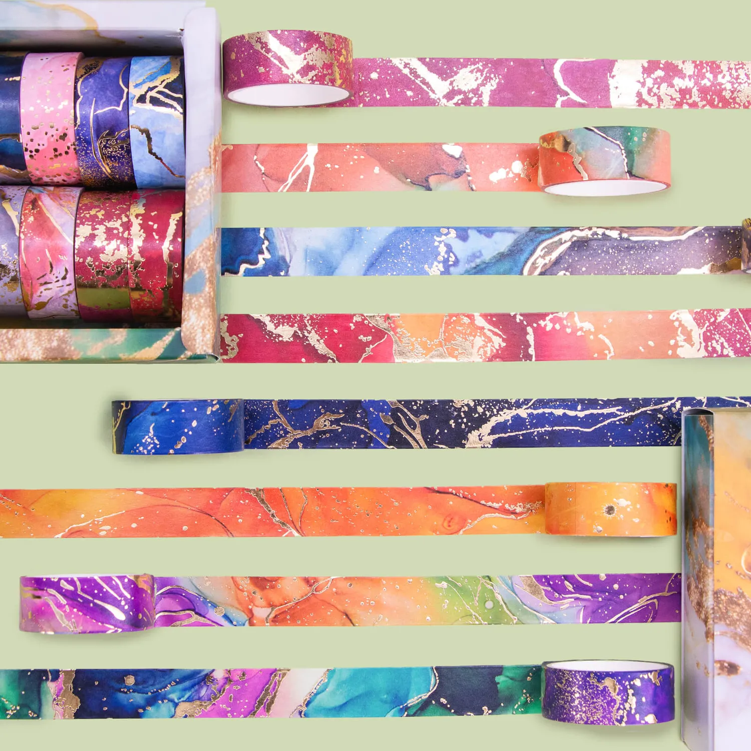 Ieebee Gold Foil Marble Washi Tape Set 24 Rollen Marmor