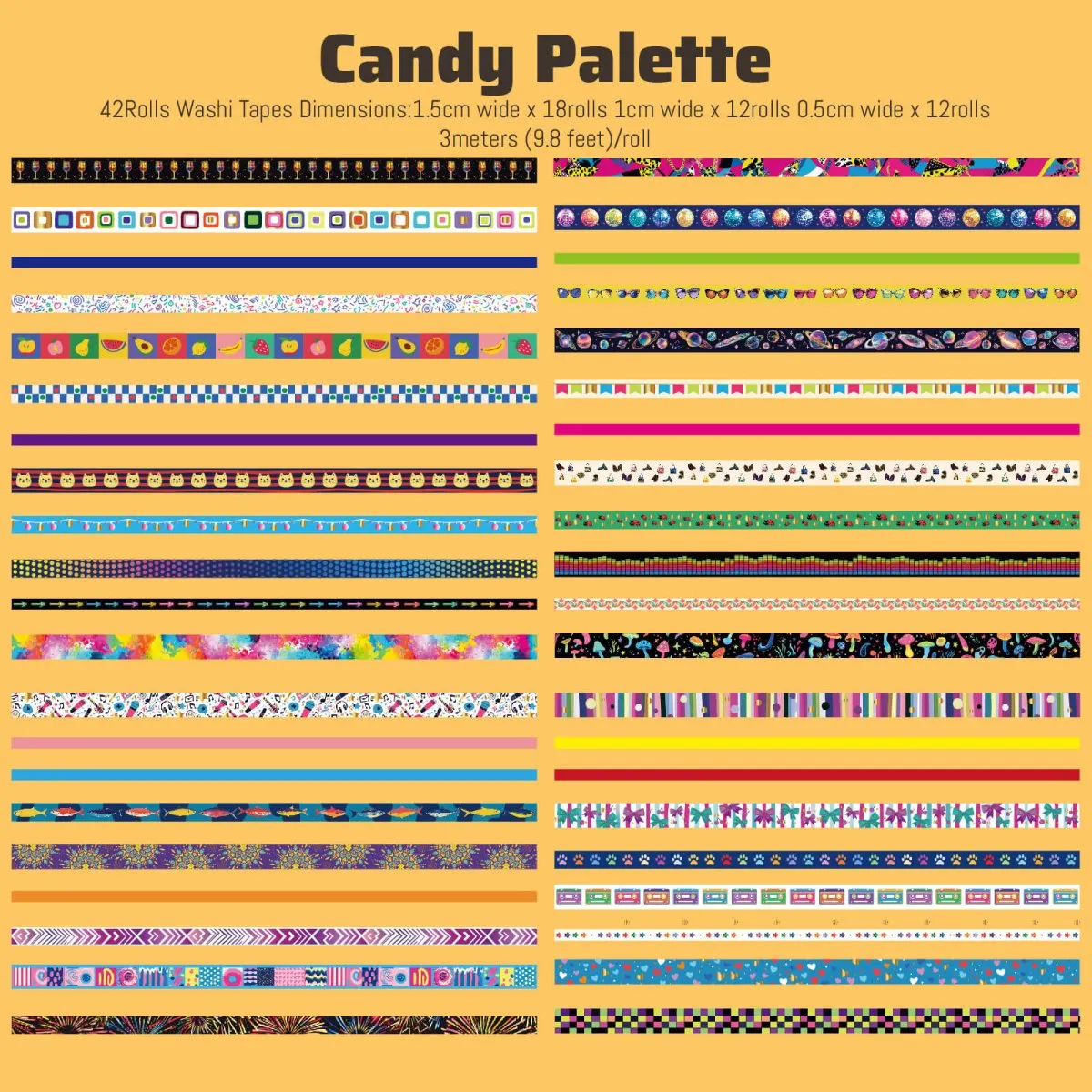 Ieebee Candy Washi Tape Set 42 Rollen Früchte Schmetterling