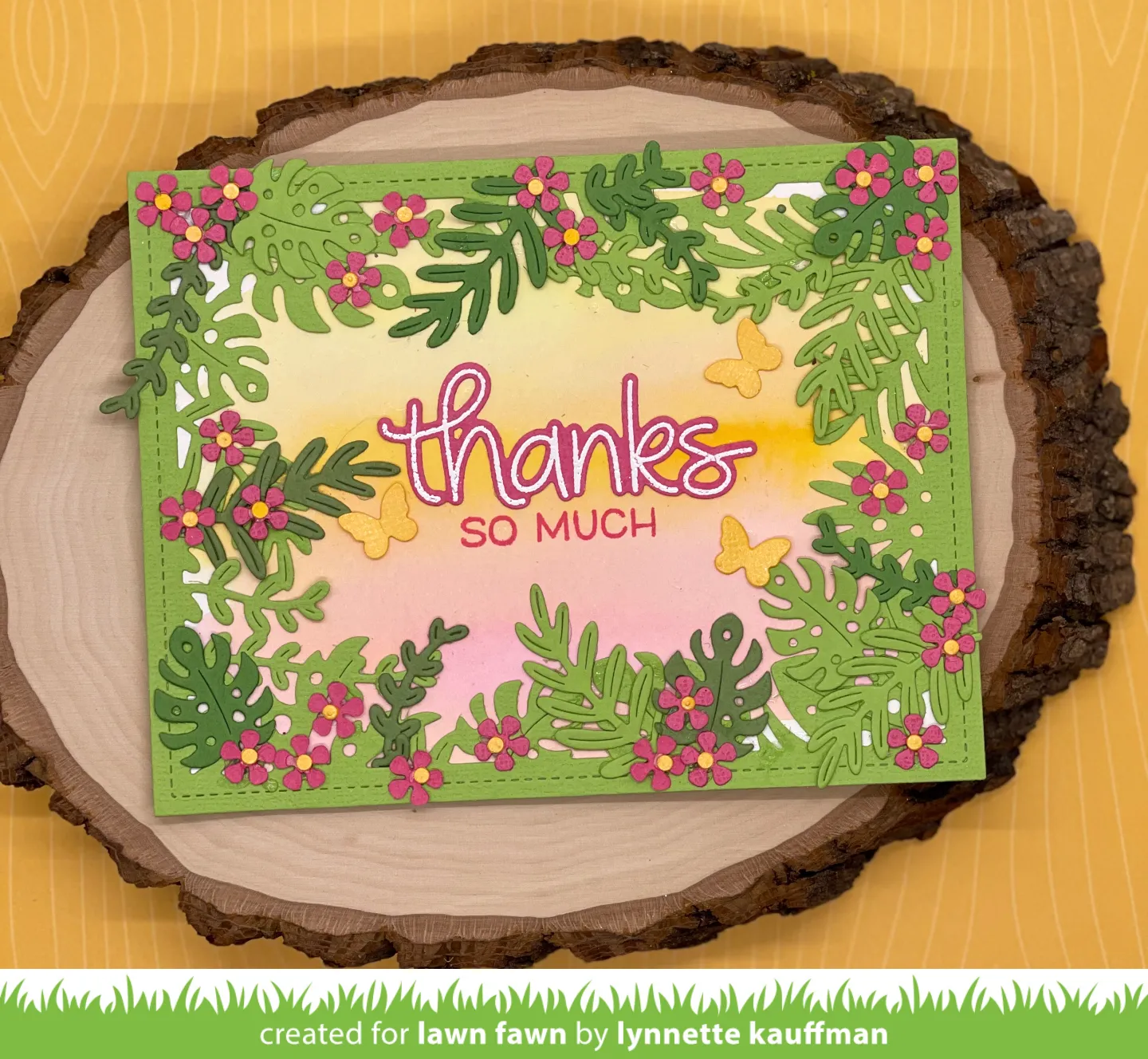 Lawn Fawn Lawn Cuts Tropical Leaves Backdrop Stanzschablone