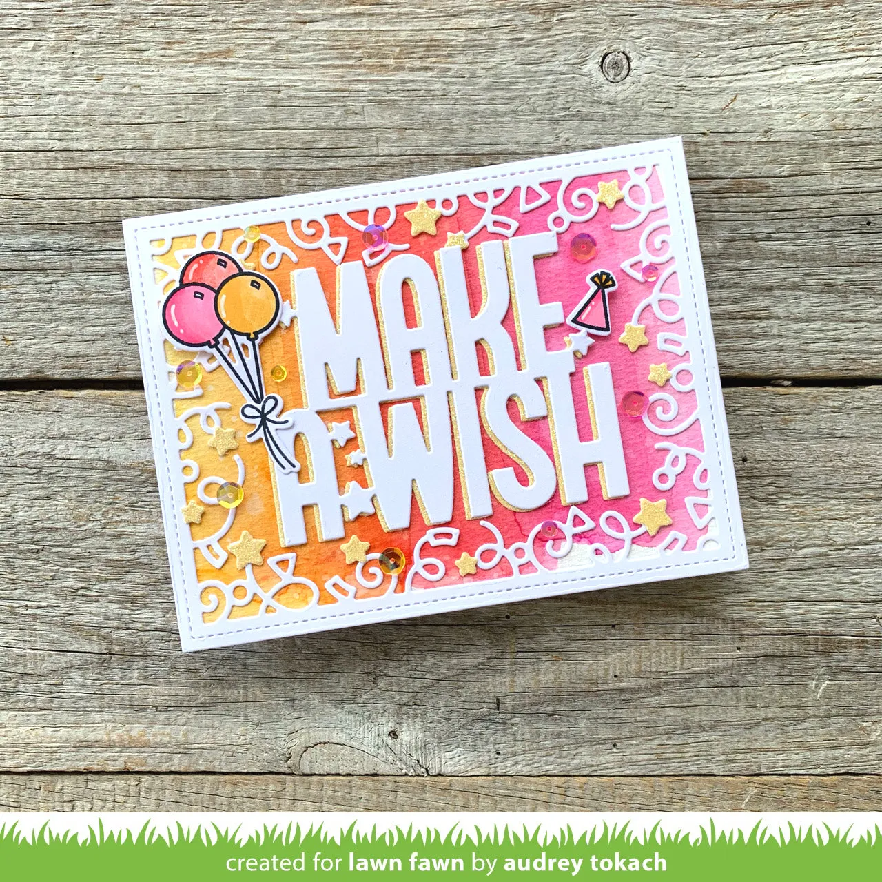 Lawn Fawn Giant Make A Wish Lawn Cuts Stanze Geburtstag