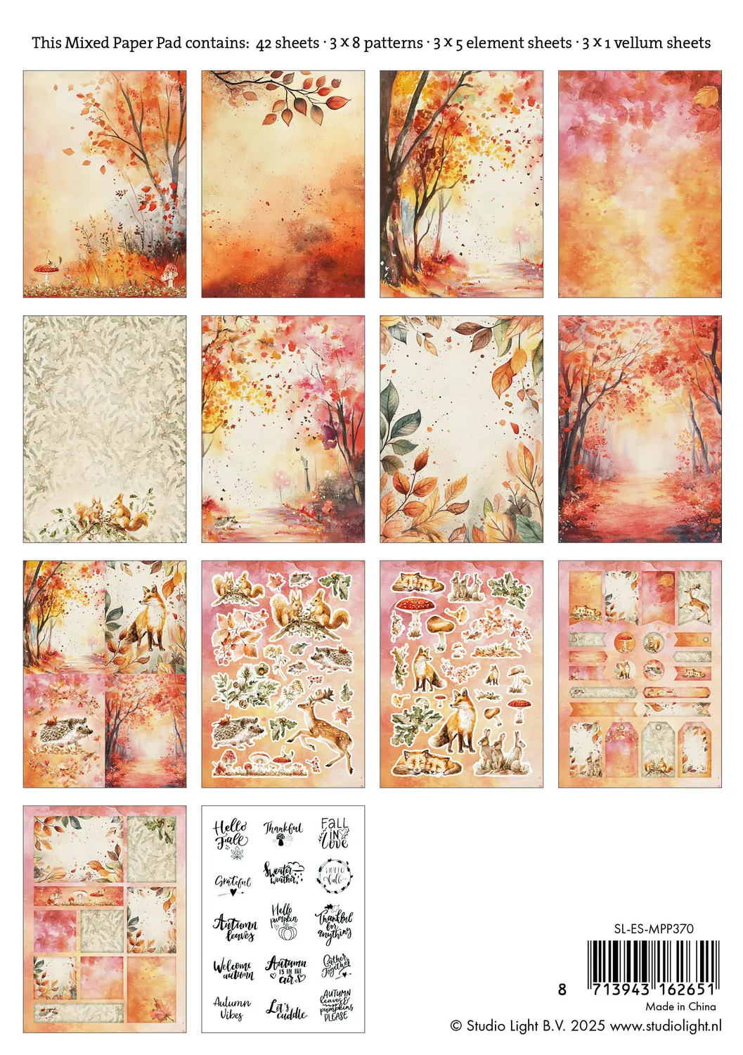 StudioLight Essentials Mixed Paper Pad Autumn in the forest 42 Blatt