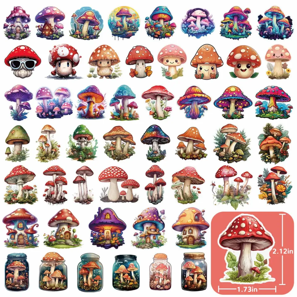 Ieebee Cute Mushroom Sticker Set 245 Stück wasserfest