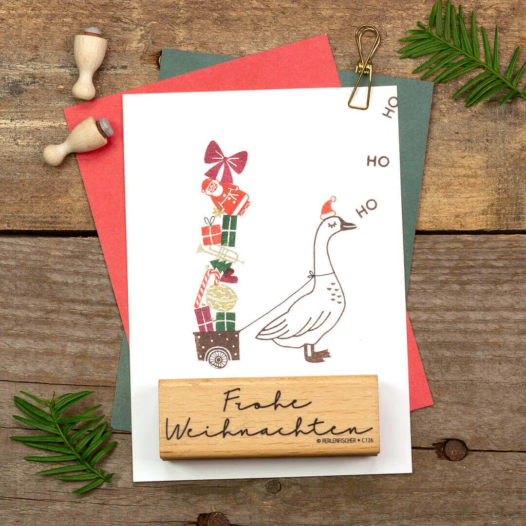 Perlenfischer Frohe Weihnachten 3 Stempel 18x76 mm Schriftzug