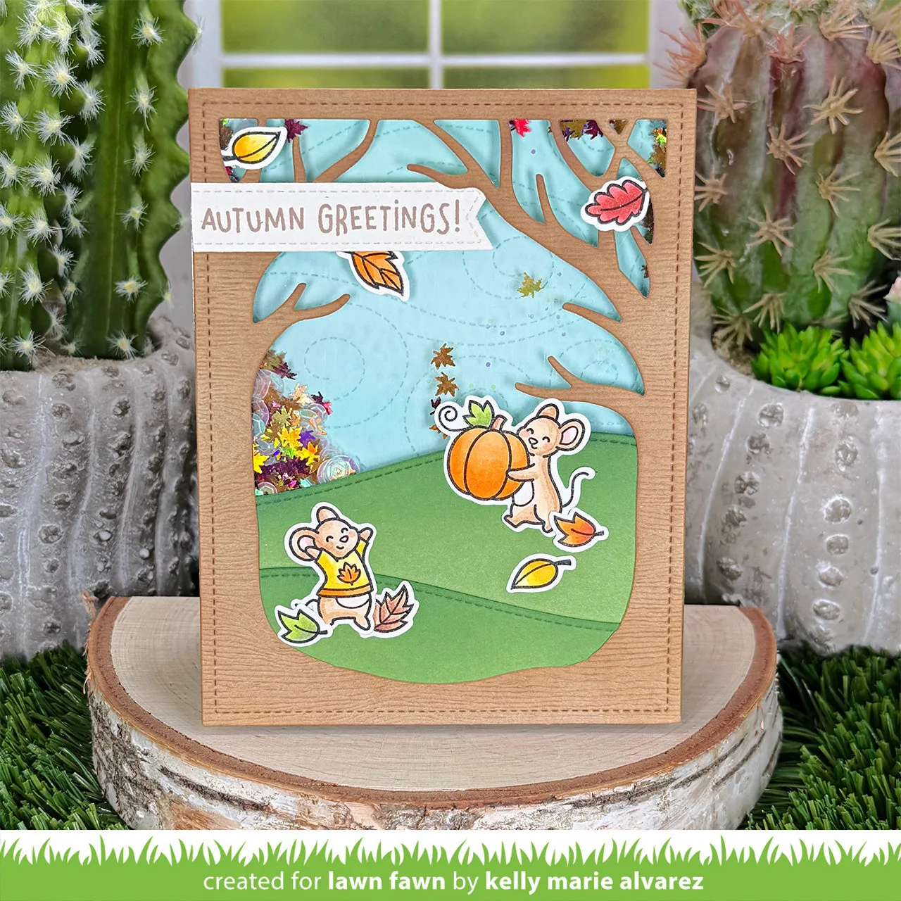 Lawn Fawn Fall Mice Stempelset Herbstmotive englisch