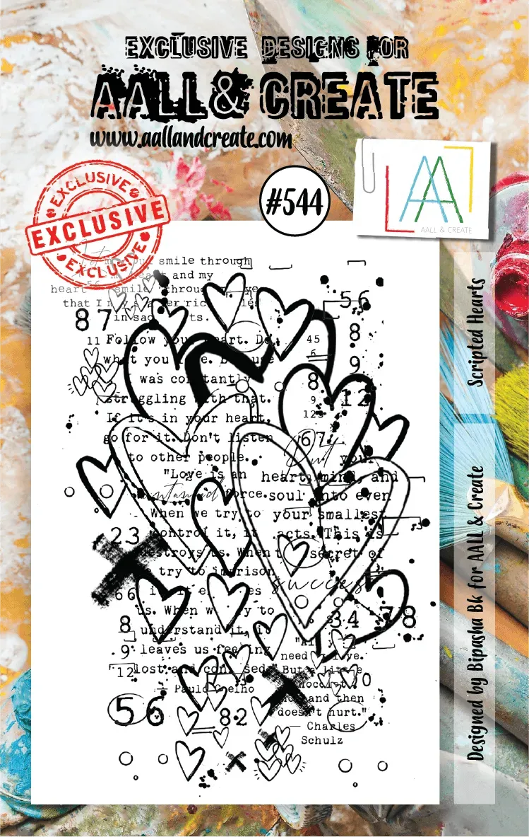 AALL and Create 544 A7 Stempel Scripted Hearts