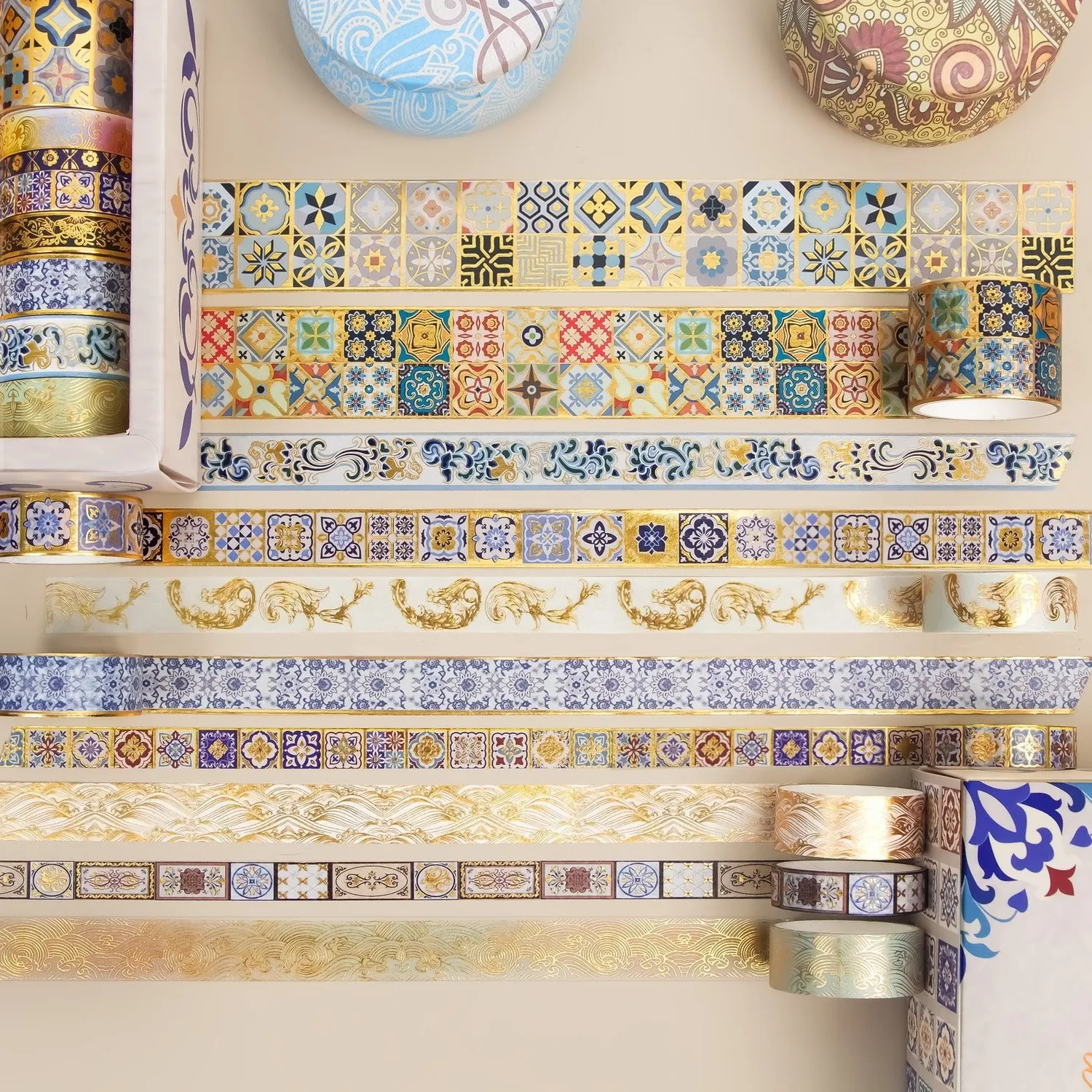 Ieebee Gold Foil Vintage Washi Tape Set 16 Rollen