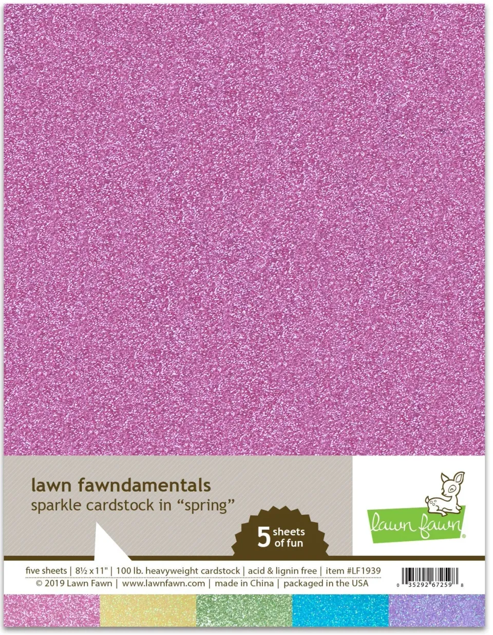 Lawn Fawn Sparkle Spring Cardstock Glitzerpapier 5 Bögen