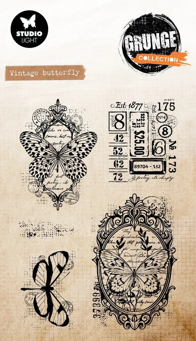 StudioLight Grunge Vintage Butterfly Clear Stamp 93x136
