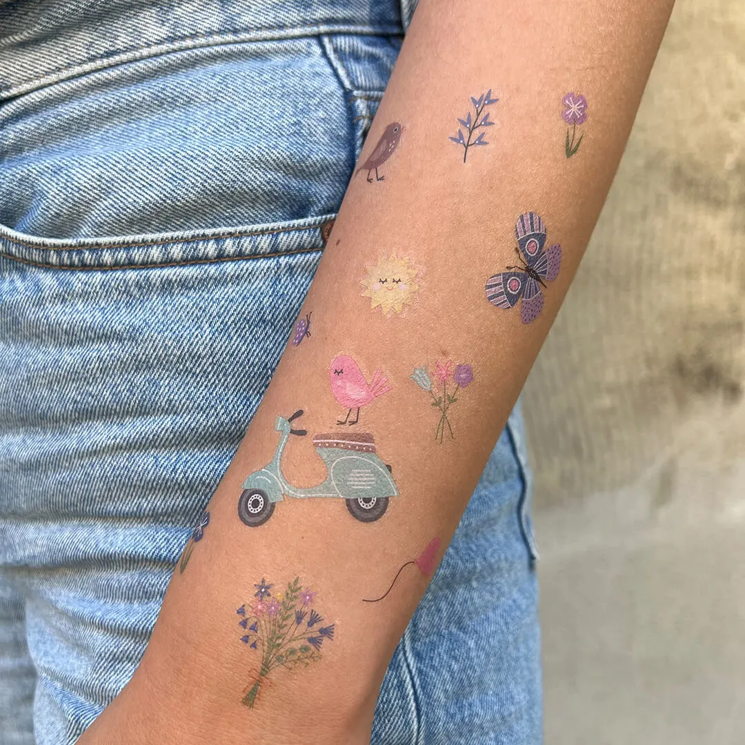 Perlenfischer Sommerausflug Tattoo Temporär Bunter Bogen