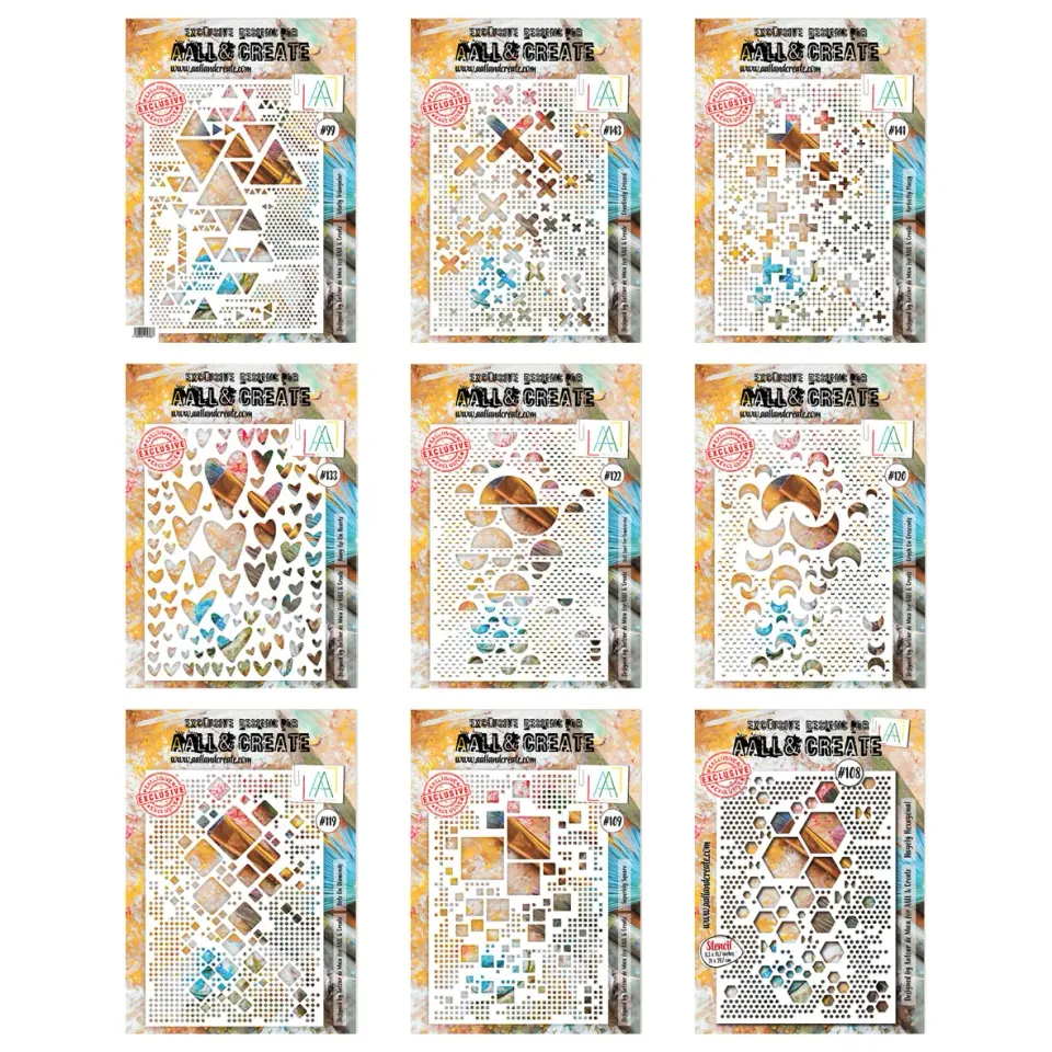 AALL and Create Geometric Background Schablonen A4 9er Set