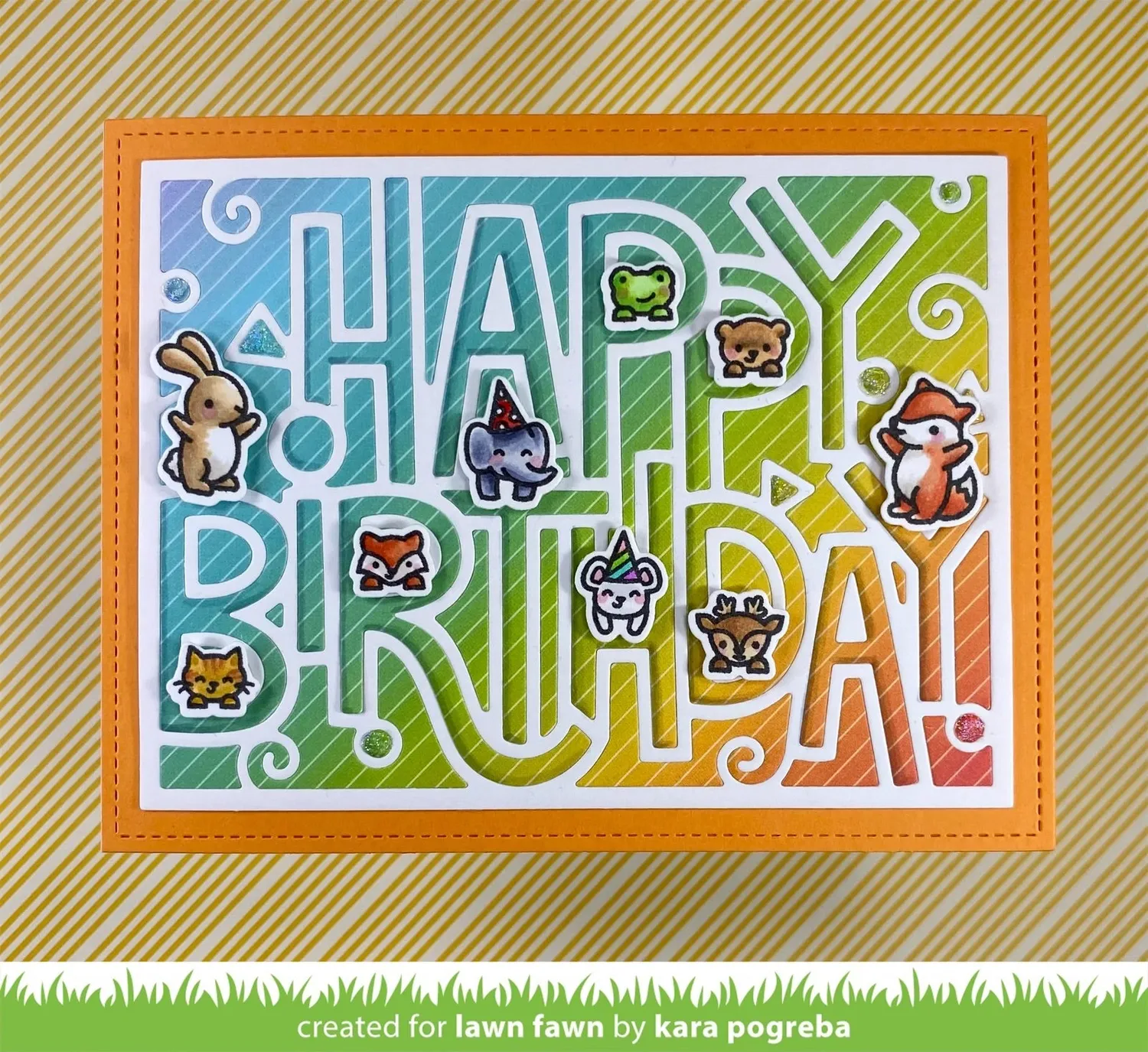 Lawn Fawn Giant Outlined Happy Birthday Landscape Stanze quer