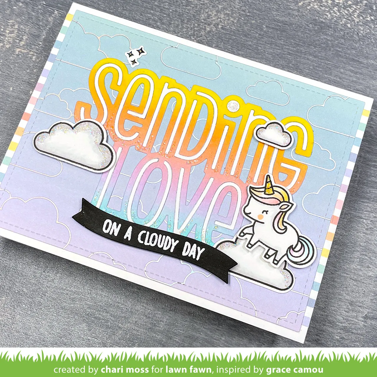 Lawn Fawn Giant Sending Love Stanzschablone 10x7cm