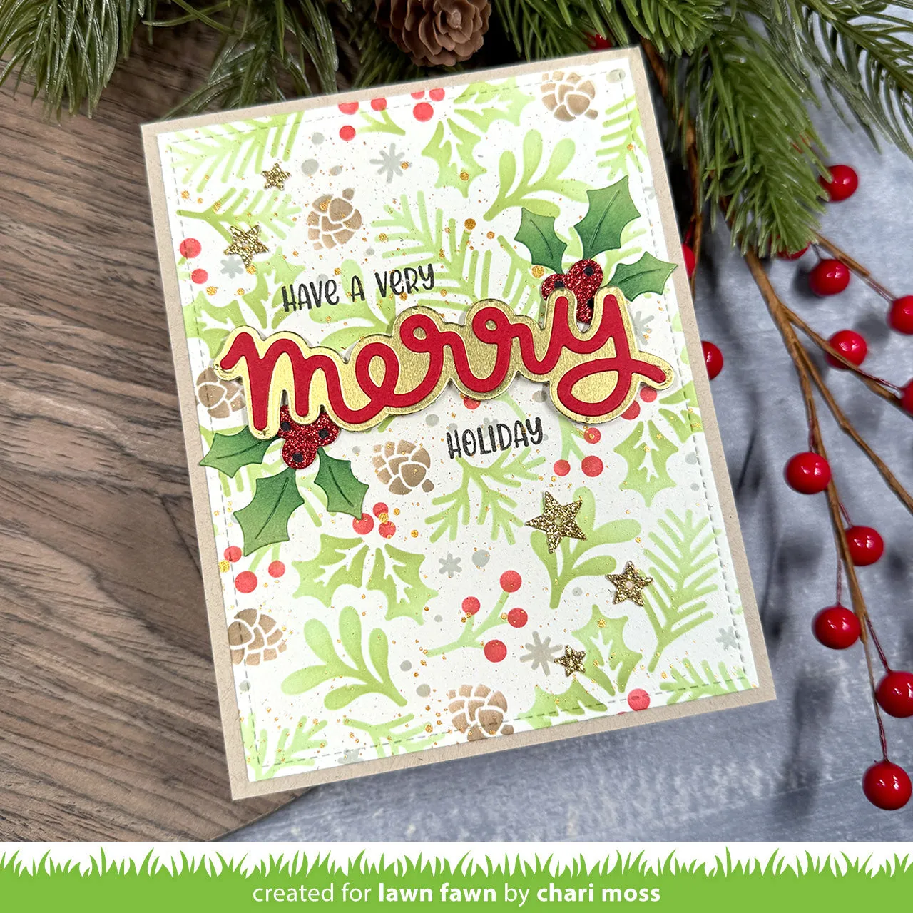 Lawn Fawn Lawn Cuts Scripty Merry Stanze Outline Weihnachten