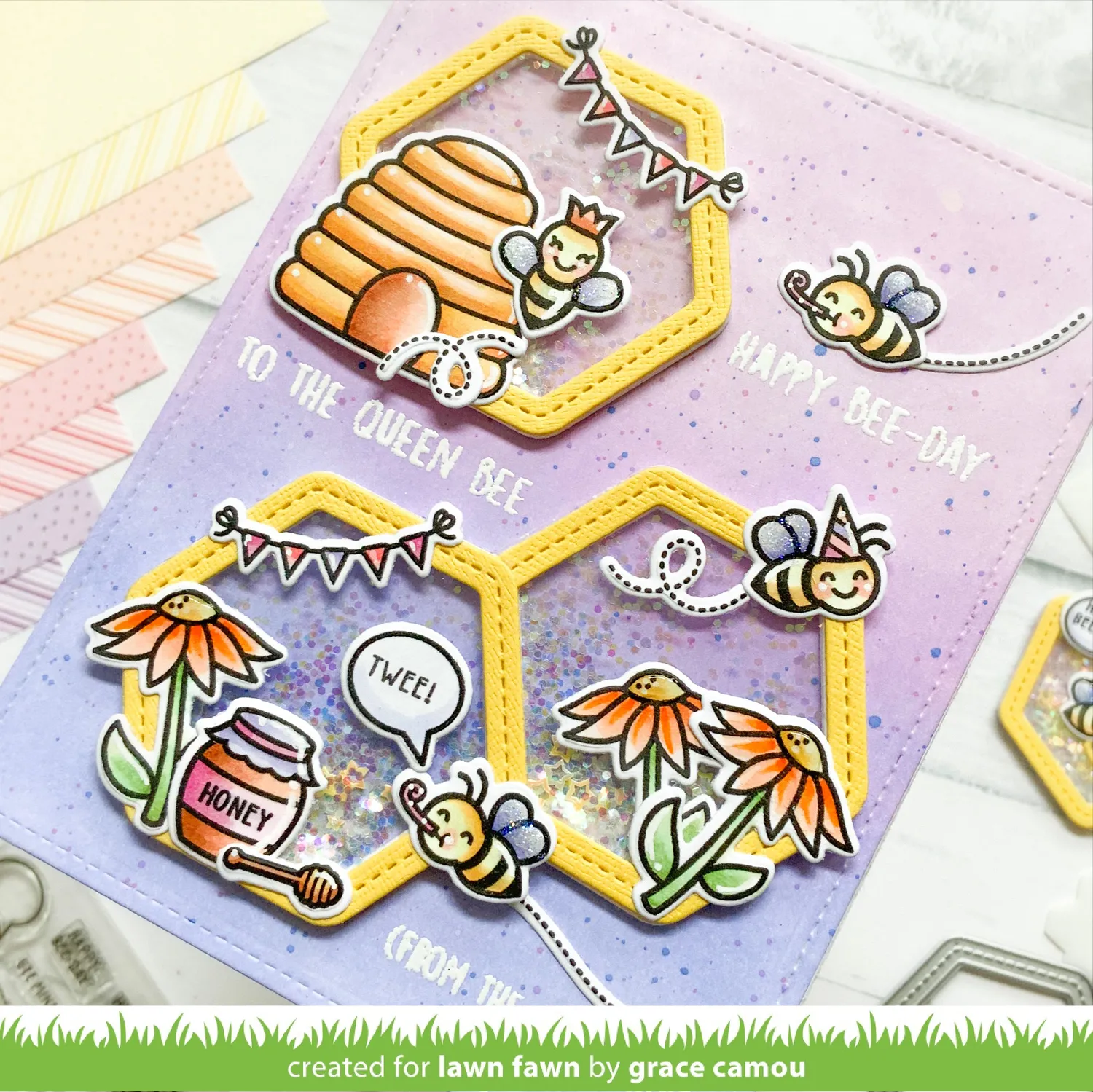 Lawn Fawn Honeycomb Shaker Gift Tag Lawn Cuts Anhänger