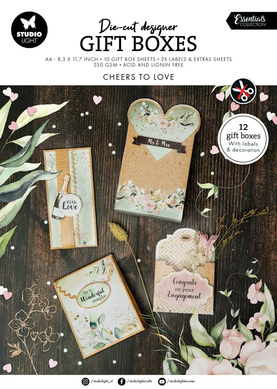 StudioLight Essentials Wedding Day Die-Cut Paper Pad Geschenkboxen
