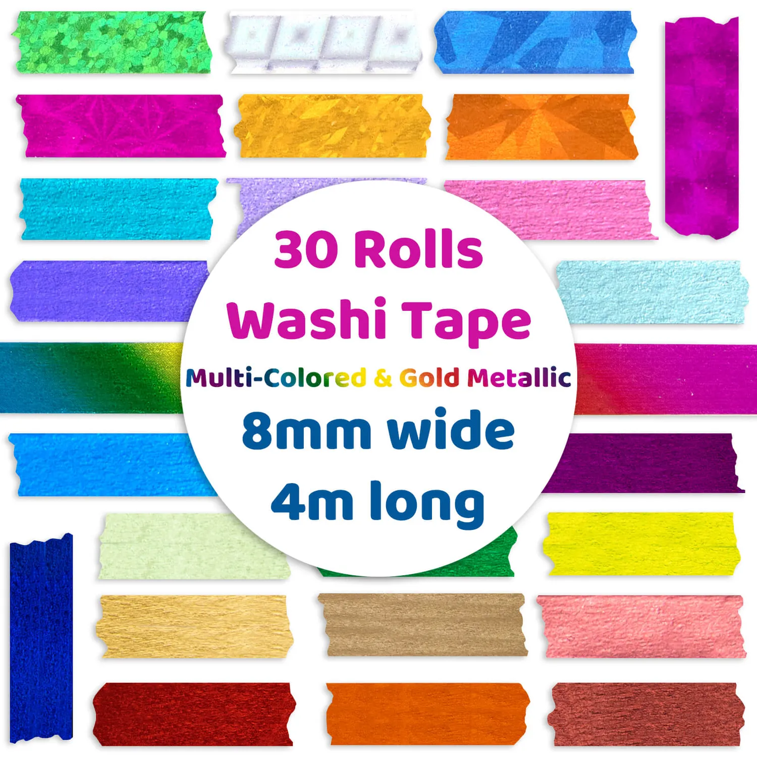 Ieebee Metallic Gold Washitape 30 Rollen Folie Uni