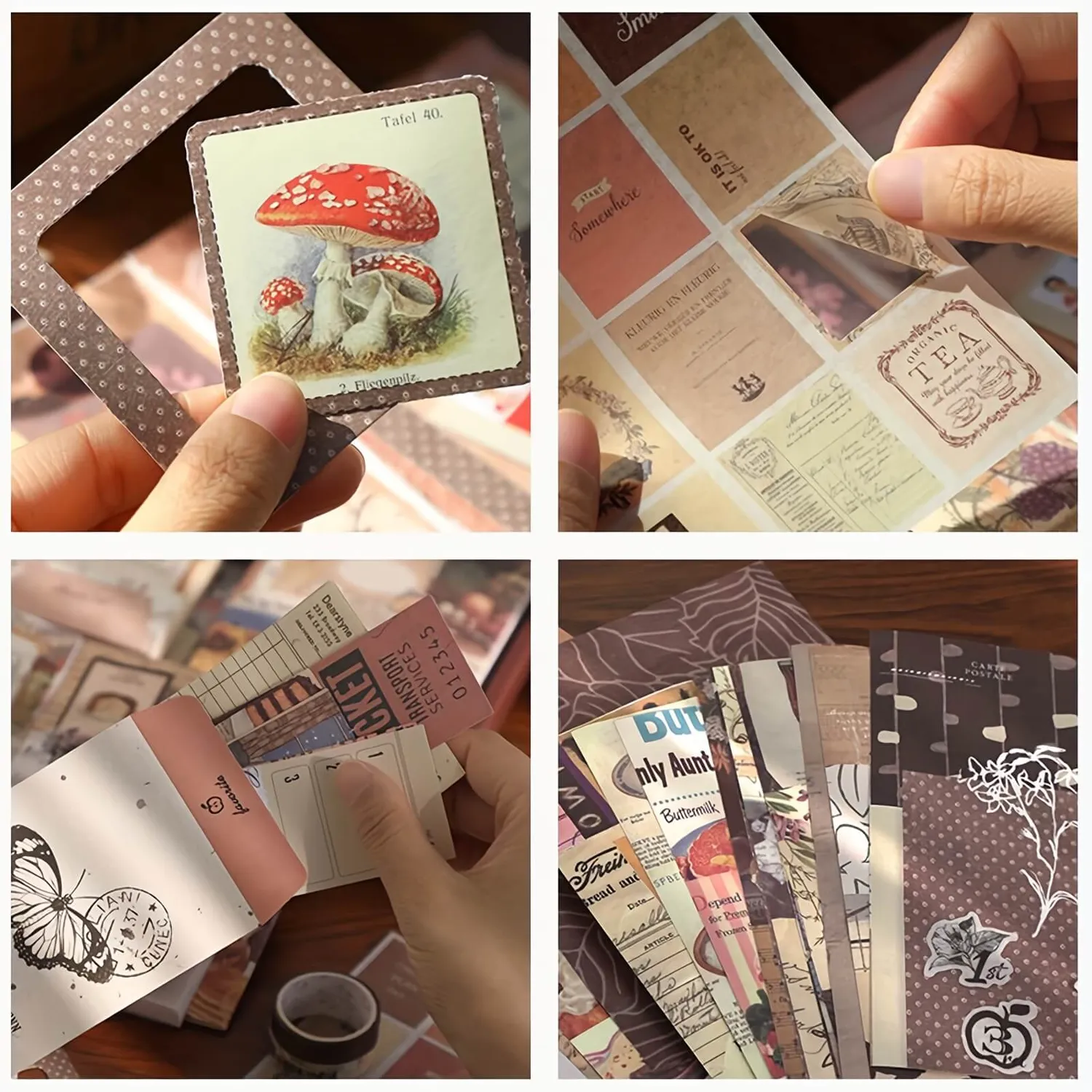 Ieebee Vintage Junk Journal Kit 346-teilig Papier Sticker