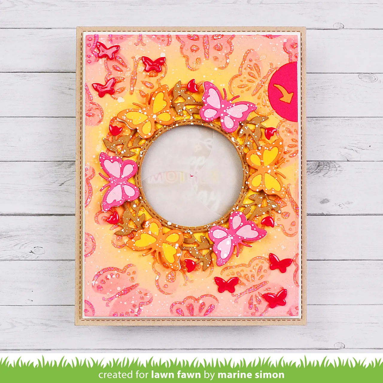 Lawn Fawn Magic Iris Butterfly Wreath LF4046 Stanze